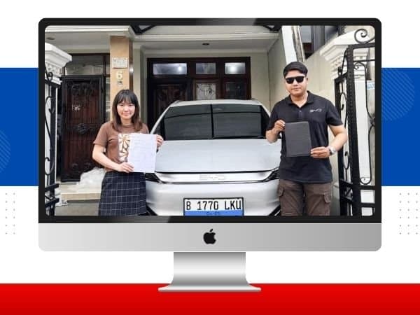 Dokumentasi serah terima unit mobil BYD — Ibu Cici